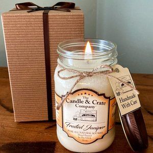 Frosted Juniper, 16oz. Mason Jar Candle, Handmade, Soy Wax Candle, Gift …